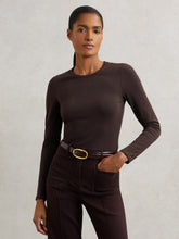Reiss | Cotton Crew-Neck Long-Sleeve T-Shirt With Stretch in Plum Purple