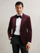 Reiss | Single-Breasted Velvet Blazer Regular-Fit in Bordeaux