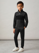 Reiss | 3-9 yrs Interlock Velour-Panel Zip Sweatshirt in Black
