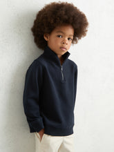 Reiss | 3-9 yrs Textured Half-Zip Sweatshirt with Cotton in Navy