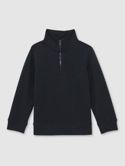 Reiss | 9-13 yrs Textured Half-Zip Sweatshirt with Cotton in Navy