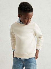 Reiss | 13-14 yrs Cotton-Blend Textured Sweatshirt in Off White