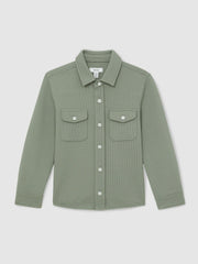 Reiss | 9-13 yrs Waffle-Textured Twin-Pocket Overshirt in Sage