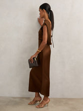 Reiss | Petite Back Detail Midi Dress in Bronze