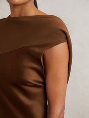 Reiss | Petite Back Detail Midi Dress in Bronze