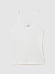 Reiss | Stretch-Cotton Ribbed Vest in White