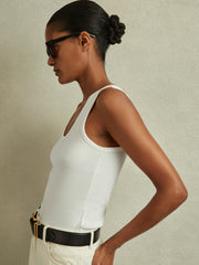 Reiss | Stretch-Cotton Ribbed Vest in White
