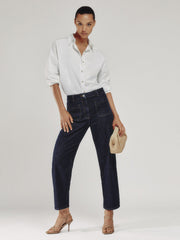 Reiss | Petite Straight Leg Patch Pocket Jeans in Dark Blue