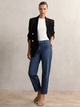 Reiss | Petite Straight Leg Patch Pocket Jeans in Mid Blue