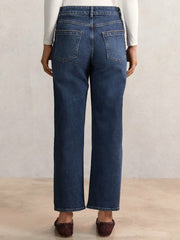 Reiss | Petite Straight Leg Patch Pocket Jeans in Mid Blue