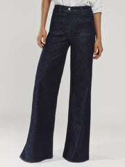 Reiss | Petite Patch Pocket Wide Leg Jeans in Dark Blue