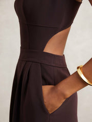 Reiss | Petite Wide-Leg Cut-Out Jumpsuit in Burgundy