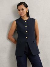 Reiss | High-Neck Longline Waistcoat in Navy