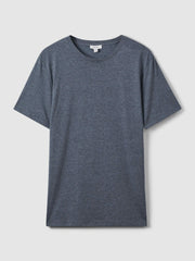 Reiss | Cotton Crew Neck T-Shirt in Airforce Blue Melange