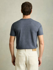Reiss | Cotton Crew Neck T-Shirt in Airforce Blue Melange
