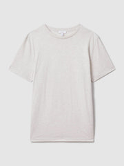 Reiss | Cotton Crew Neck T-Shirt in Wheat Melange