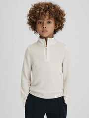 Reiss | 3-9 yrs Wool Half-Zip Funnel Neck Jumper in Snow