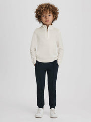 Reiss | 3-9 yrs Wool Half-Zip Funnel Neck Jumper in Snow