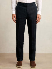 Reiss | Slim Fit Linen Adjuster Trousers in Navy