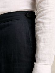 Reiss | Slim Fit Linen Adjuster Trousers in Navy