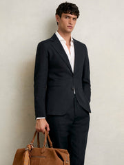 Reiss | Slim-Fit Single Breasted Linen Blazer in Navy