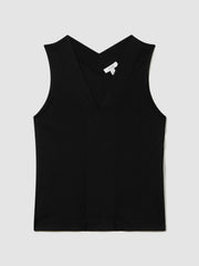 Reiss | V-Neck Shell Top in Black