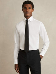 Reiss | Regular Fit Cotton Sateen Striped Shirt in White