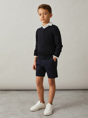 Reiss | 3-9 yrs Cotton Chino Shorts with Stretch in Navy