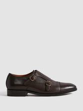 Reiss | Leather Double Monk Strap Shoes in Dark Brown