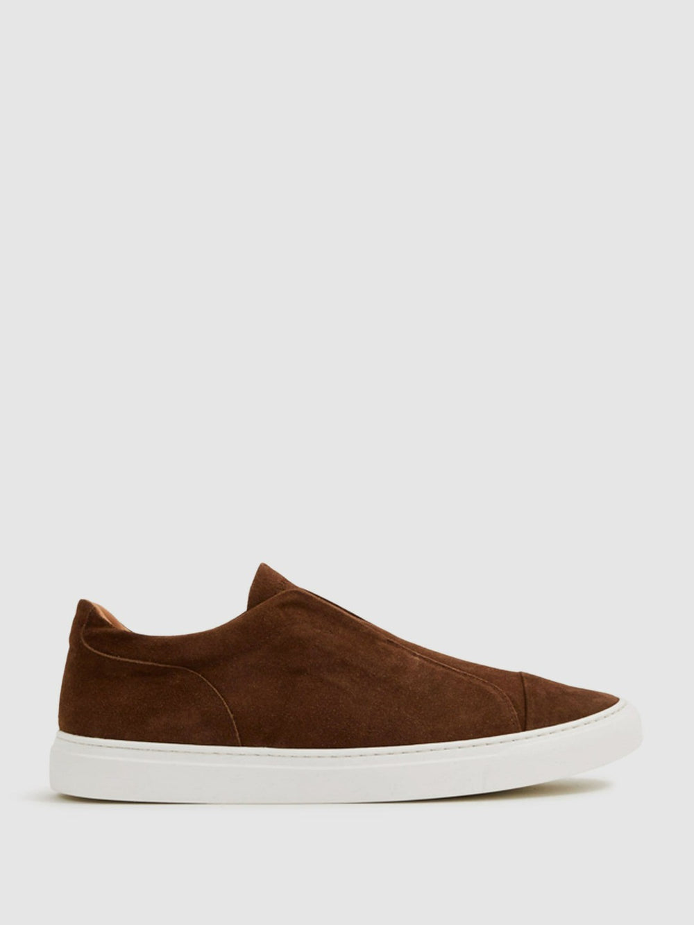 Reiss | Harrys London Suede Slip On Trainers in Dark Bark Brown