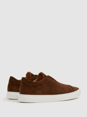 Reiss | Harrys London Suede Slip On Trainers in Dark Bark Brown