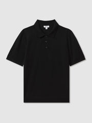 Reiss | Merino Wool Polo Shirt in Black