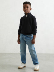 Reiss | 3-9 yrs Merino Wool Half-Zip Funnel Neck Jumper in Navy