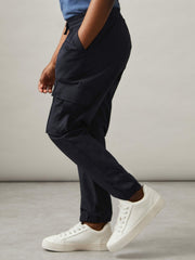 Reiss | 9-14 yrs Technical Drawstring Cuffed Cargo Trousers in Navy