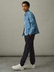 Reiss | 3-9 yrs Technical Drawstring Cuffed Cargo Trousers in Navy