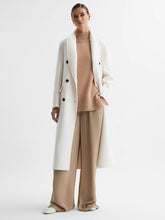 Reiss | Petite Relaxed Wool Blend Blindseam Belted Coat in Cream