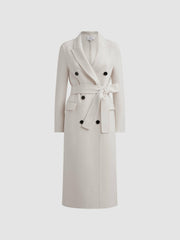Reiss | Petite Relaxed Wool Blend Blindseam Belted Coat in Cream