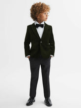 Reiss | 9-14 yrs Slim Fit Velvet Single Breasted Blazer in Emerald