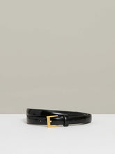 Reiss | Thin Leather Belt in Black