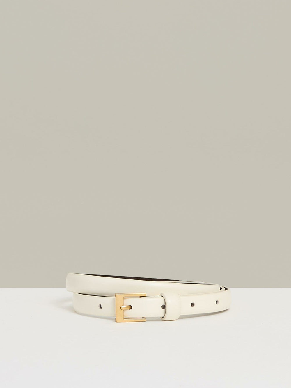 Reiss | Thin Leather Belt in Off White