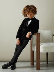 Reiss | 13-14 yrs Single Breasted Velvet Blazer in Black
