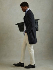 Reiss | Wool Blend Single Breasted Epsom Overcoat in Navy