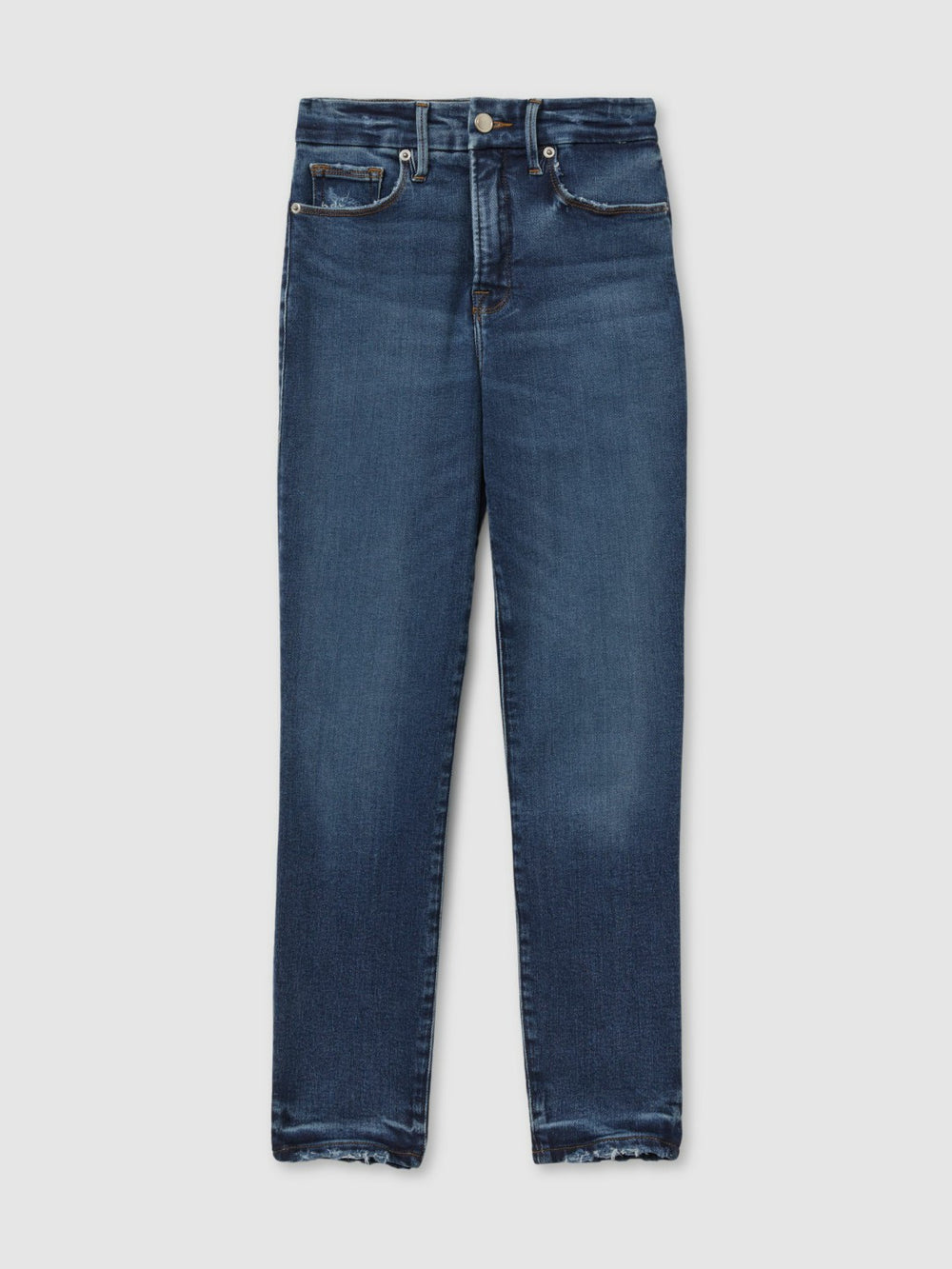 Reiss | Good American Mid Rise Raw Hem Skinny Jeans in Indigo