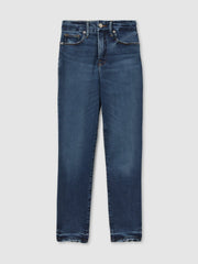 Reiss | Good American Mid Rise Raw Hem Skinny Jeans in Indigo