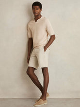Reiss | Pointelle Open-Collar Polo Shirt in Stone
