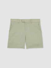 Reiss | 13-14 yrs Slim Fit Linen Adjustable Trousers in Apple