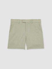 Reiss | 13-14 yrs Slim Fit Linen Adjustable Trousers in Apple
