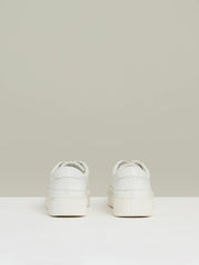 Reiss | Grained Leather Platform Trainers in White