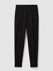 Reiss | Relaxed-Fit Pleated Tapered Trousers in Black