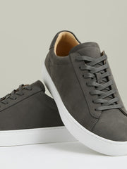 Reiss | Nubuck Leather Low-Top Trainers in Grey